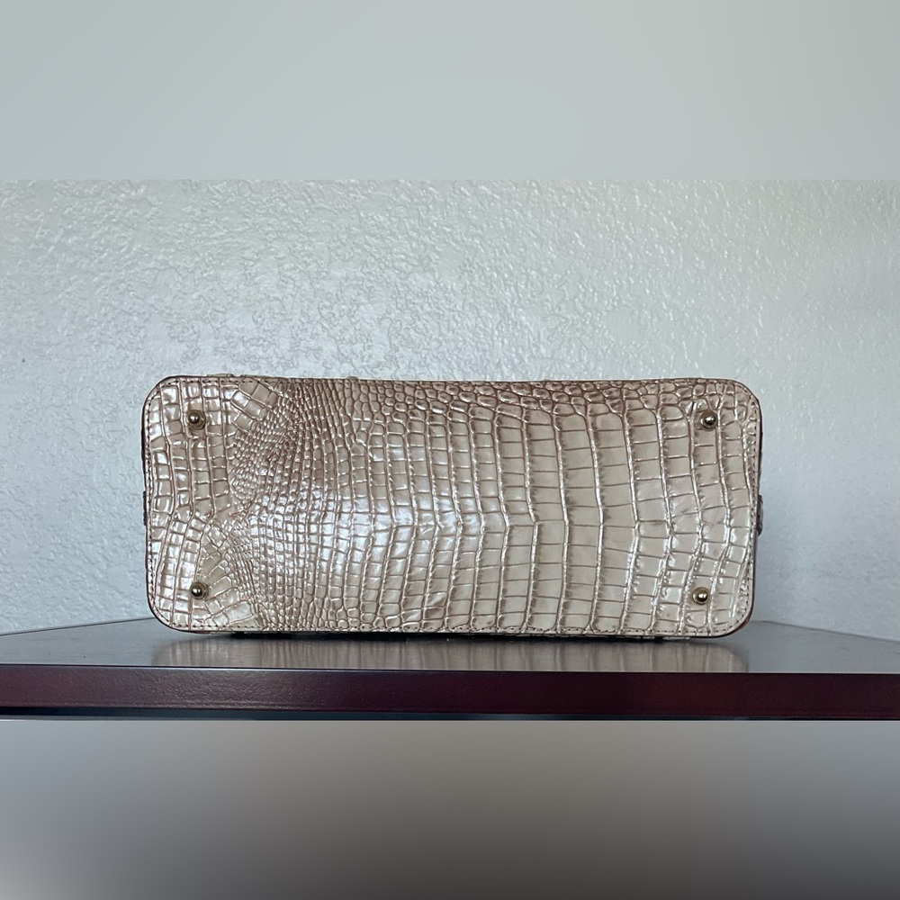 NEW Brahmin Large Duxbury Blue Tan and Brown Crocodile Embossed Satchel - Picture 6 of 7